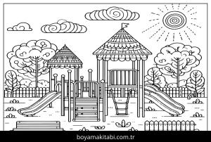 Oyun Parkı boyama sayfası,  coloring page, , Free Printable Playground Coloring Page