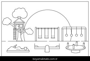 Oyun Parkı boyama sayfası,  coloring page, , Playground Coloring Sheet