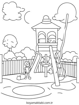 Oyun Parkı boyama sayfası – sanatsal çalışma, çocuklar için
