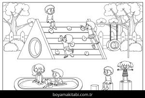 Oyun Parkı boyama sayfası,  coloring page, , Playground Pictures Coloring Page