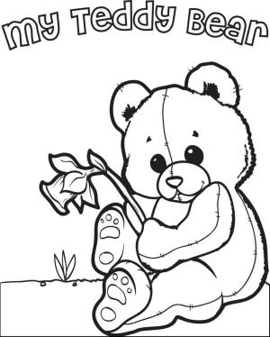 Oyuncak Ayı boyama sayfası,  coloring page, Oyuncak ayı ve gül, 