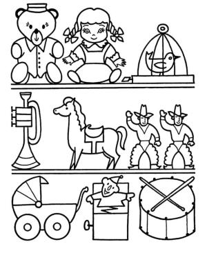 Oyuncak boyama sayfası,  coloring page, Oyuncak Rafı, 