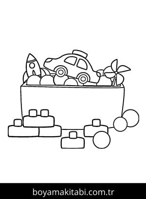 Oyuncak boyama sayfası – kolay boyama, eğitici aktivite