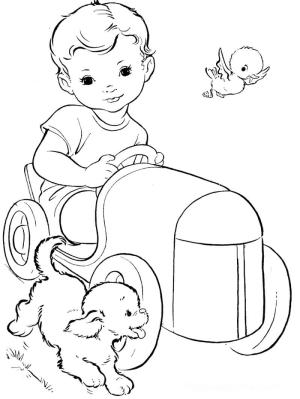 Oyuncak boyama sayfası,  coloring page, Çocuk Oyuncak Araba Sürüyor, 