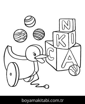 Oyuncak boyama sayfası – çocuk aktivitesi, PDF indir