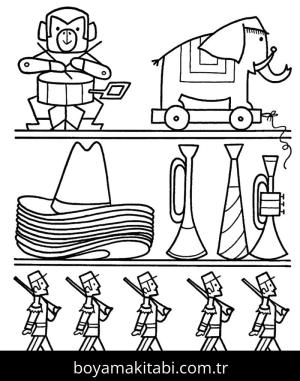 Oyuncak boyama sayfası – PDF indir, sevimli karakter