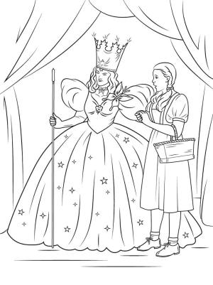 Oz Büyücüsü boyama sayfası,  coloring page, Dorothy, Kuzeyin İyi Cadısı Glinda ile, 