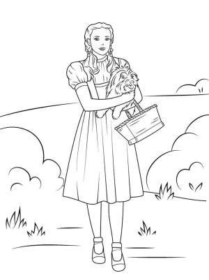 Oz Büyücüsü boyama sayfası,  coloring page, Dorothy Toto’yu Tutuyor, 