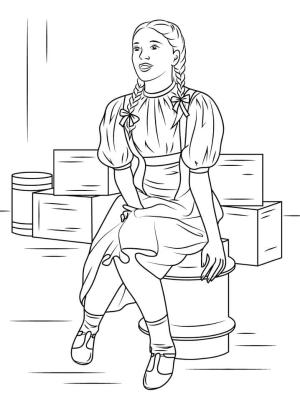 Oz Büyücüsü boyama sayfası,  coloring page, Dorothy Gale Oturuyor, 