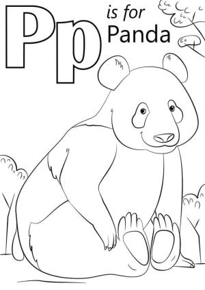 P Harfi boyama sayfası,  coloring page, Panda Harfi P, 