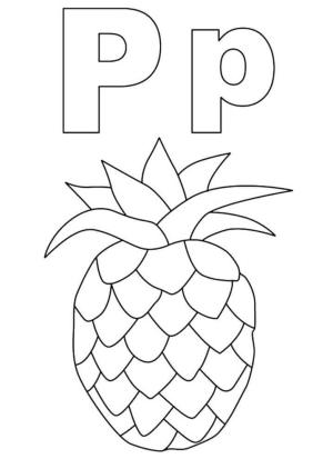 P Harfi boyama sayfası,  coloring page, Ananas Harf P, 