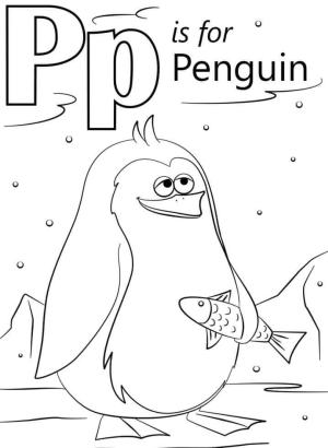 P Harfi boyama sayfası,  coloring page, Penguen Harf P, 