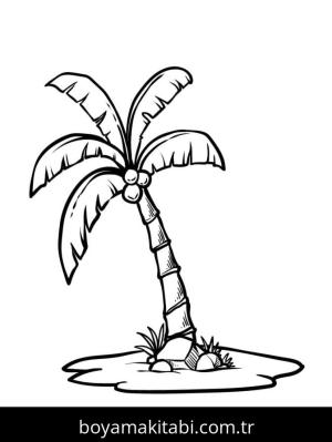 Palmiye Ağacı boyama sayfası – eğlenceli etkinlik, el becerilerini geliştirir