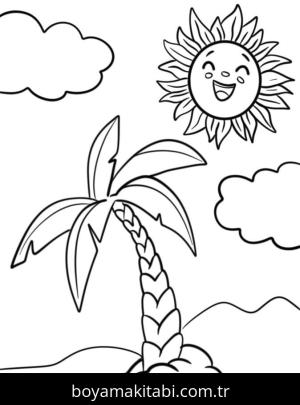 Palmiye Ağacı boyama sayfası – boyama etkinliği, çocuk aktivitesi