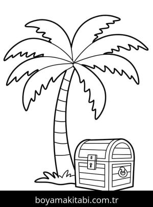 Palmiye Ağacı boyama sayfası – sevimli karakter, sanatsal çalışma