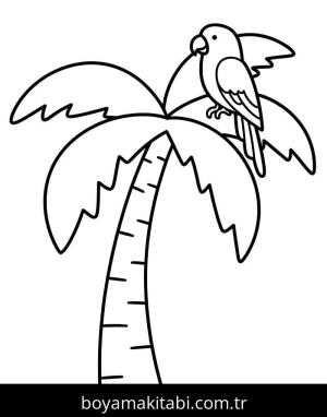 Palmiye Ağacı boyama sayfası – kolay boyama, eğitici aktivite