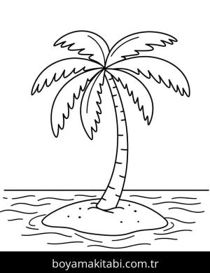 Palmiye Ağacı boyama sayfası – kolay boyama, eğitici aktivite