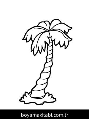 Palmiye Ağacı boyama sayfası – basit çizim, kolay boyama