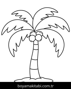 Palmiye Ağacı boyama sayfası – renkli çizimler, okul öncesi