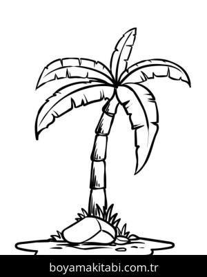 Palmiye Ağacı boyama sayfası – evde etkinlik, ücretsiz yazdır