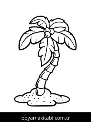 Palmiye Ağacı boyama sayfası – çizgi film temalı, basit çizim