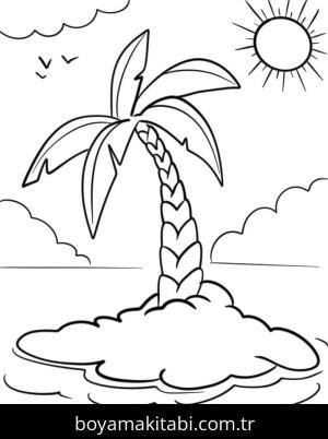Palmiye Ağacı boyama sayfası – eğlenceli etkinlik, el becerilerini geliştirir