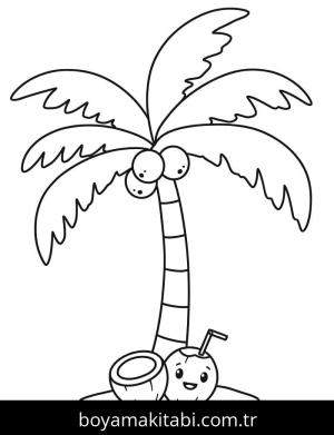 Palmiye Ağacı boyama sayfası – yaratıcılığı geliştirir, keyifli zaman