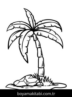 Palmiye Ağacı boyama sayfası – çocuklar için, çizgi film temalı