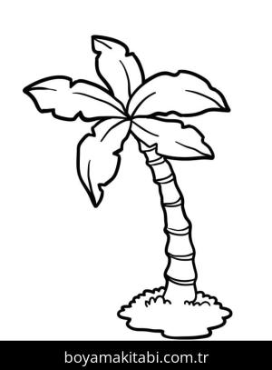 Palmiye Ağacı boyama sayfası – çizgi film temalı, basit çizim