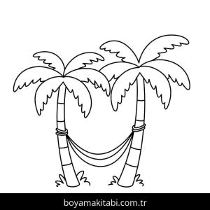 Palmiye Ağacı boyama sayfası – PDF indir, sevimli karakter