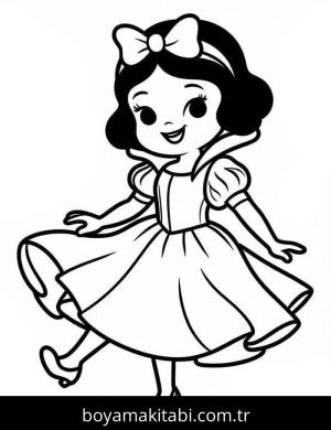 Pamuk Prenses ve Yedi Cüceler boyama sayfası – çocuk aktivitesi, PDF indir