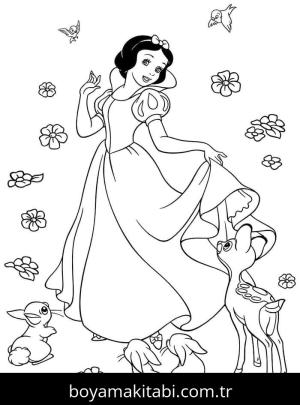 Pamuk Prenses ve Yedi Cüceler boyama sayfası – boyama etkinliği, çocuk aktivitesi