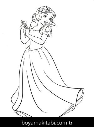Pamuk Prenses ve Yedi Cüceler boyama sayfası – çizgi film temalı, basit çizim