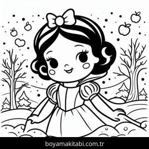 Pamuk Prenses ve Yedi Cüceler boyama sayfası – çizgi film temalı, basit çizim