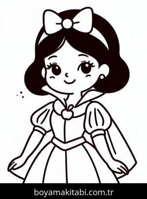 Pamuk Prenses ve Yedi Cüceler boyama sayfası – sanatsal çalışma, çocuklar için