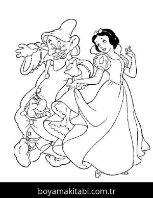 Pamuk Prenses ve Yedi Cüceler boyama sayfası – okul öncesi, evde etkinlik