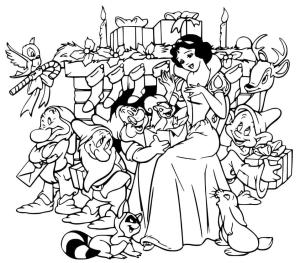 Pamuk Prenses boyama sayfası,  coloring page, Pamuk Prenses ve Yedi Cüceler Noel’de, 