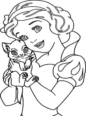 Pamuk Prenses boyama sayfası,  coloring page, Pamuk Prenses ve Yavru Kedi, 