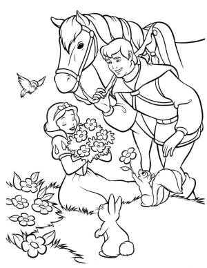 Pamuk Prenses boyama sayfası,  coloring page, Pamuk Prenses Prensle Tanışıyor, 