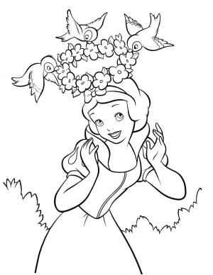 Pamuk Prenses boyama sayfası,  coloring page, Pamuk Prenses ve Kuşlar, 