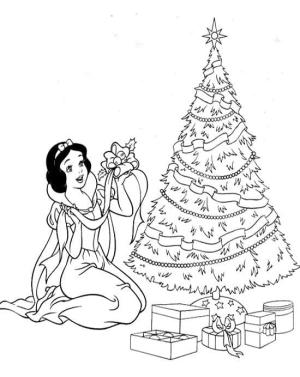 Pamuk Prenses boyama sayfası,  coloring page, Pamuk Prenses ve Noel Ağacı, 