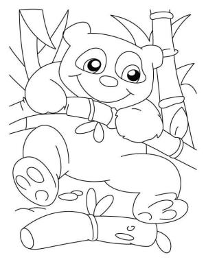 Panda boyama sayfası,  coloring page, Sevimli Panda Yeme, 