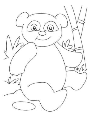 Panda boyama sayfası,  coloring page, Gülümseyen Ve Oturan Panda, 