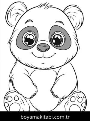 Panda boyama sayfası – çocuklar için, çizgi film temalı