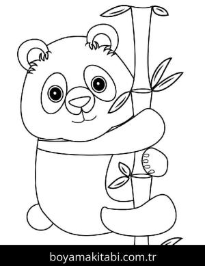 Panda boyama sayfası – basit çizim, kolay boyama
