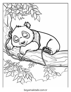 Panda boyama sayfası – çocuklar için, çizgi film temalı