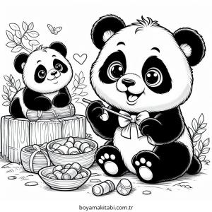 Panda boyama sayfası – el becerilerini geliştirir, boyama çalışması