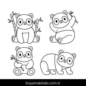 Panda boyama sayfası – çocuklar için, çizgi film temalı