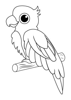 Papağan boyama sayfası,  coloring page, Şube Ağacında Sevimli Papağan, 