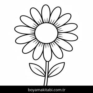 Papatya boyama sayfası – çizgi film temalı, basit çizim